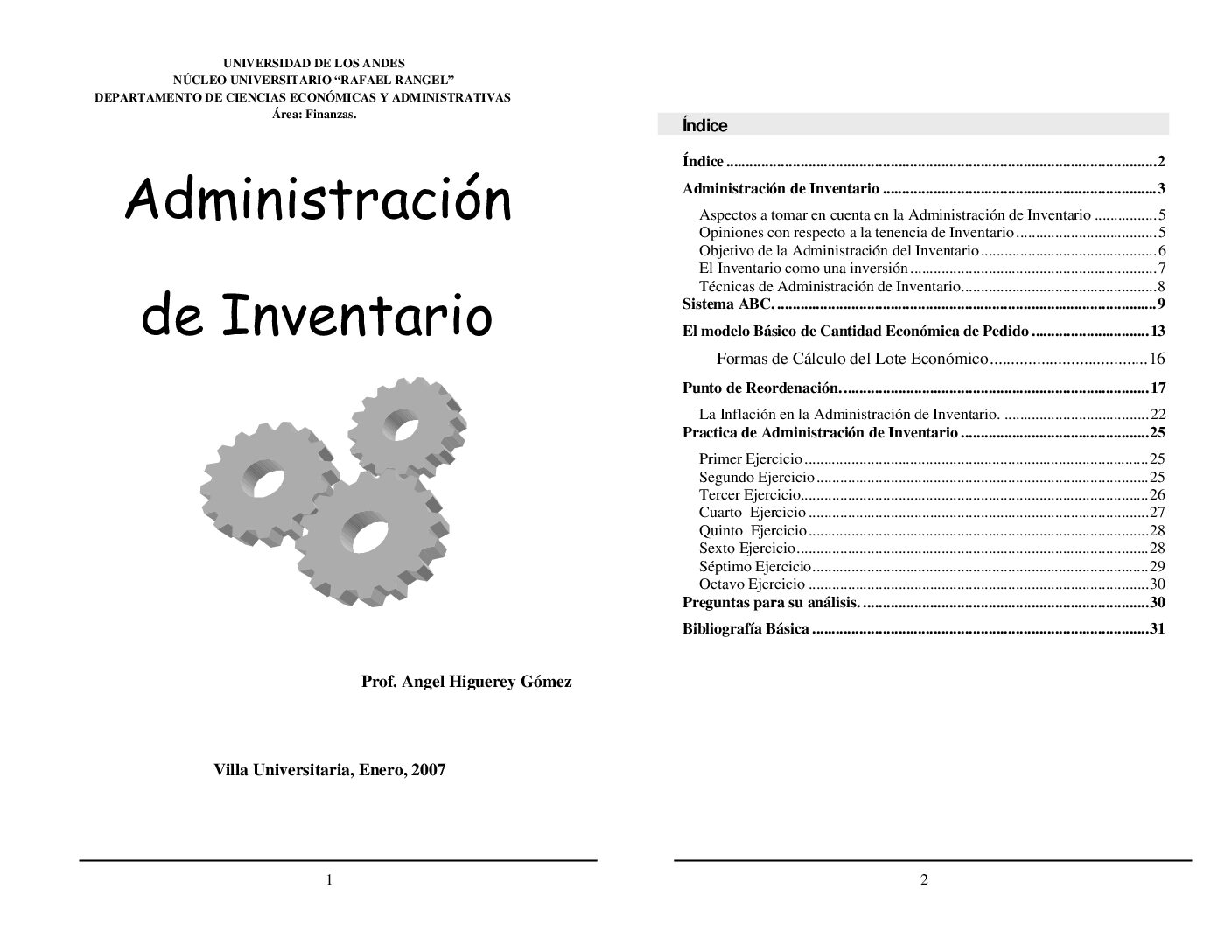 Portada de Administración de Inventario · Ángel Higuerey