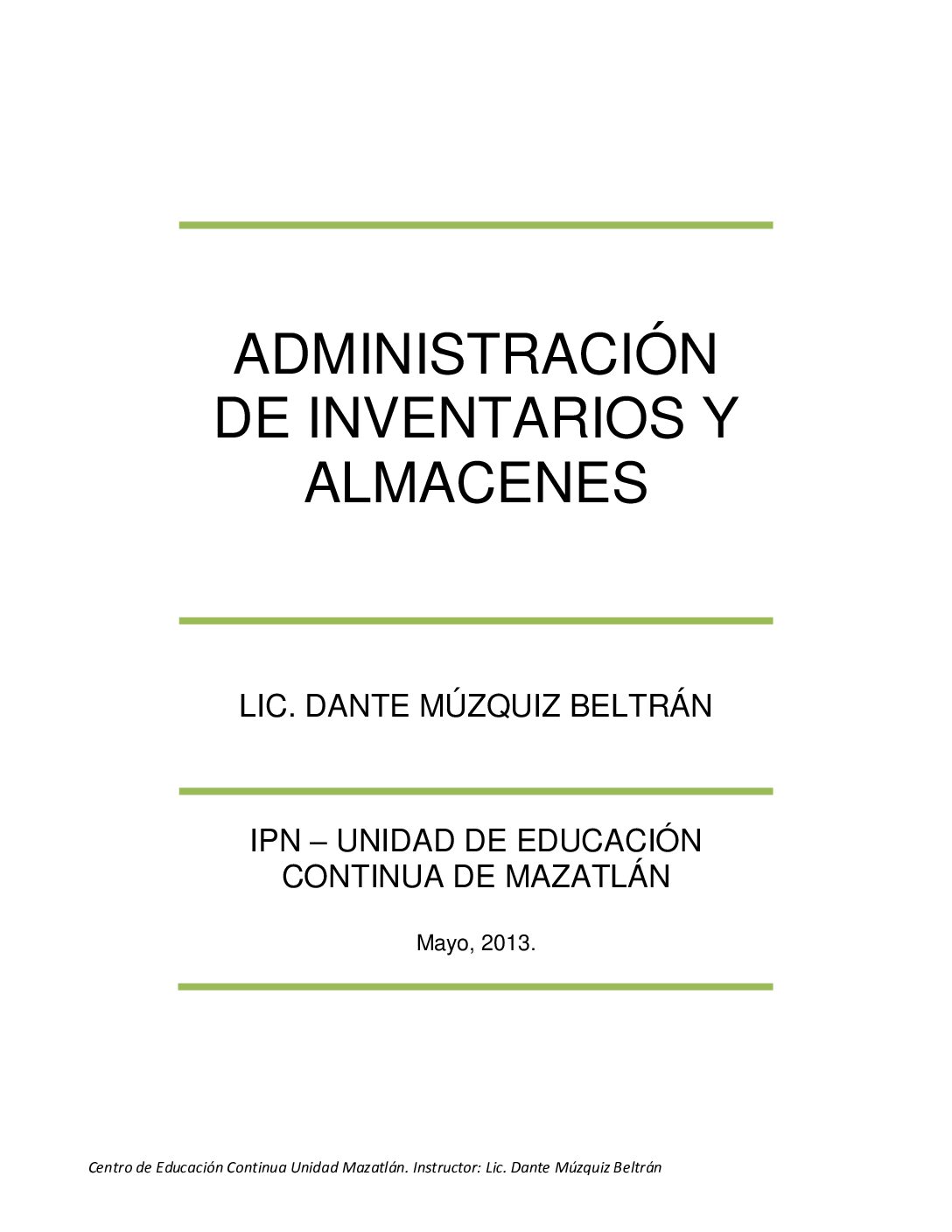 Portada de Administración de Inventarios y Almacenes